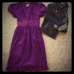 Purple textured dot dress